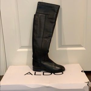 Aldo over the knee black leather boots